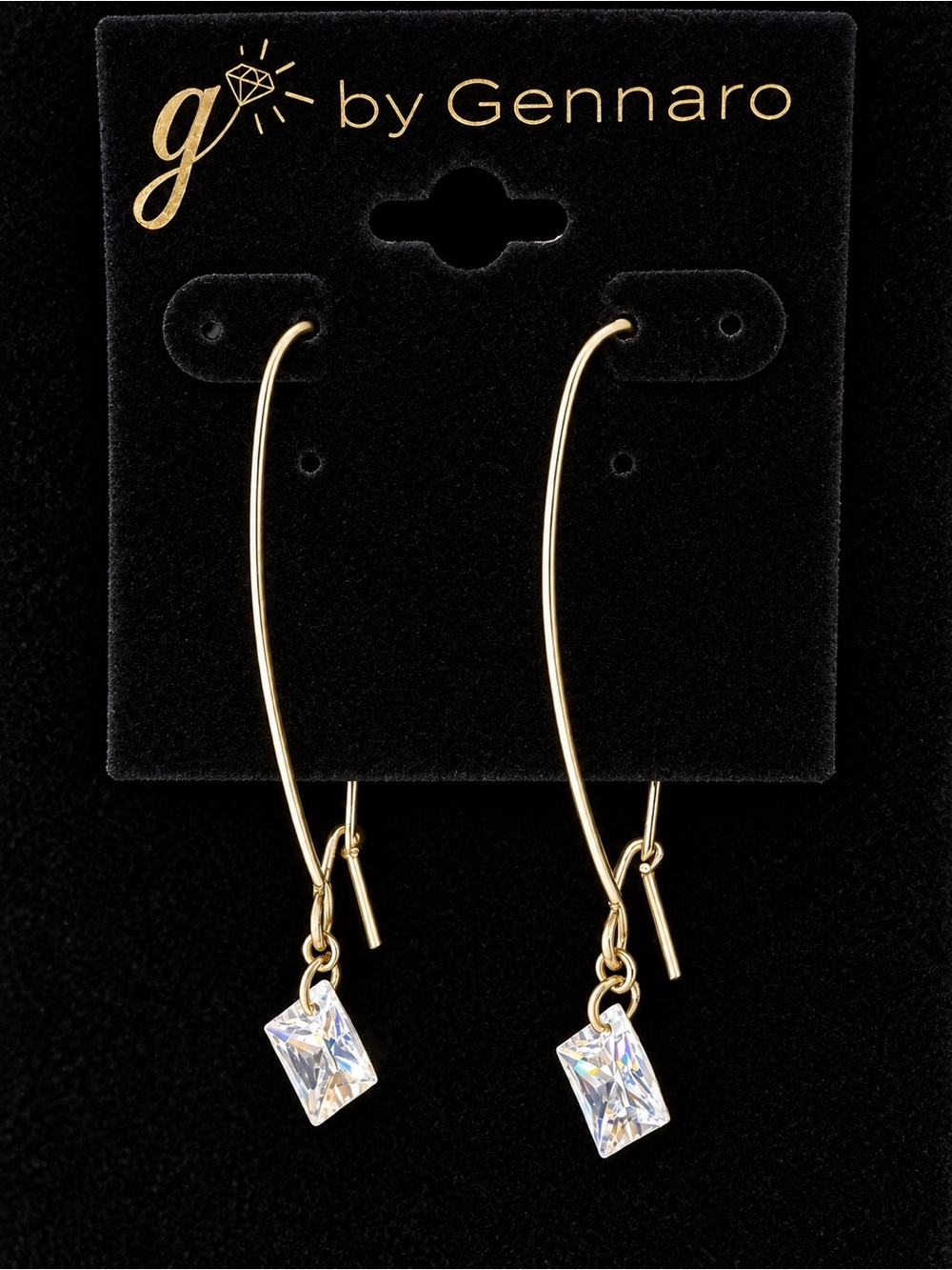 G by Gennaro Silver Drop Earrings with Clear Crystal Charm